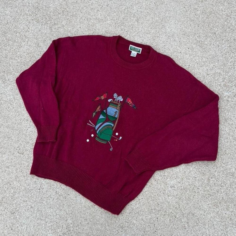 Vintage golf knit sweater red Ivy Club XL